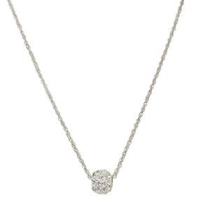 Vieste Crystal Collection Silver Necklace Pave Crystal Bead 19" NEW Delicate